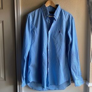 Men’s Ralph Lauren blue gingham plaid dress shirt